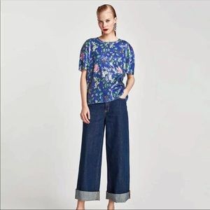 ZARA sequin floral shirt